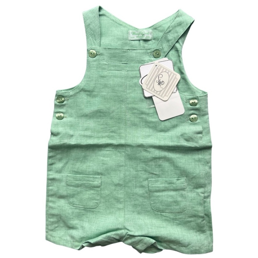 SWP By Irina Green Linen Jumpsuit Newborn NWT